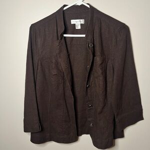 Christopher and banks women’s S linen brown button down shirt